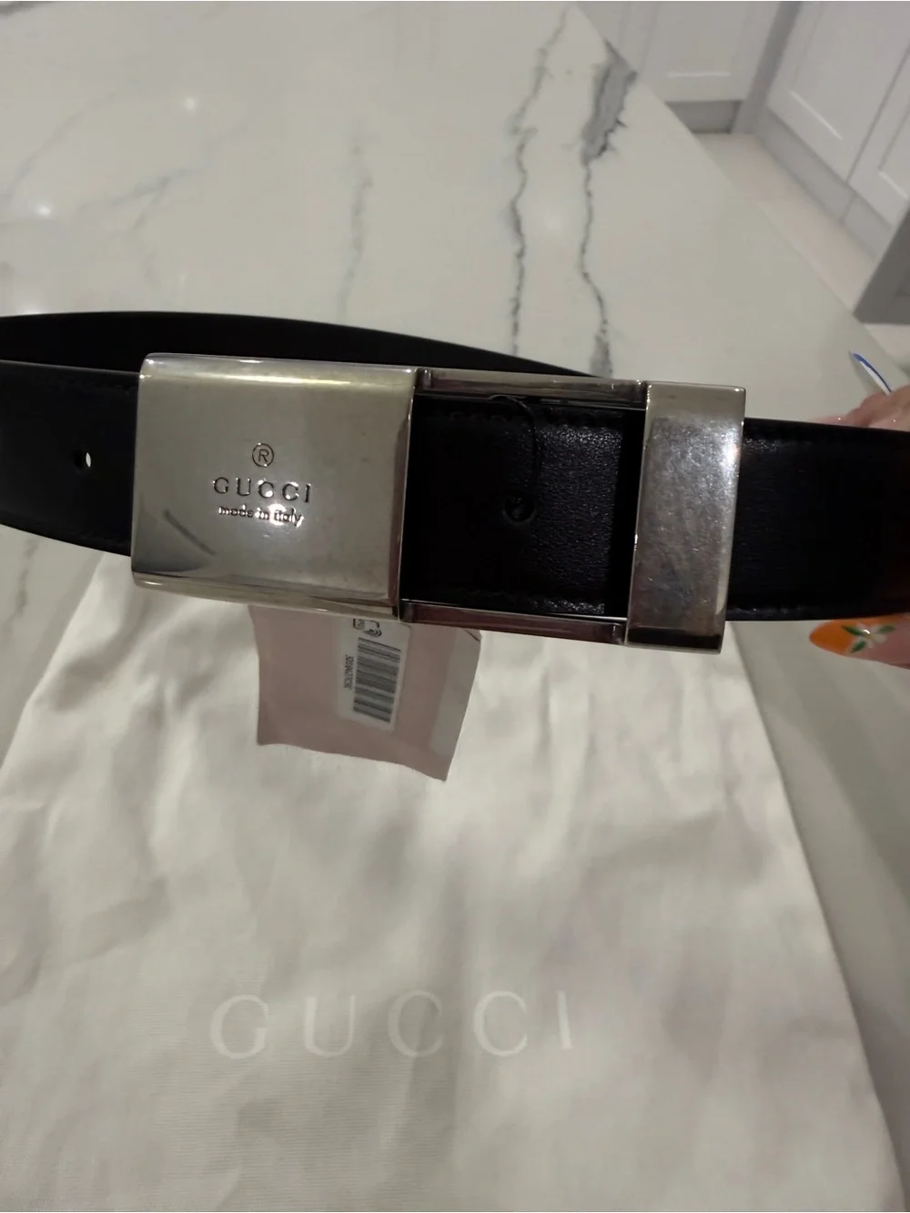 Gucci Logo Engraved Buckle Belt